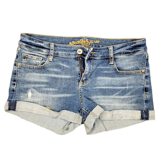 Arizona Jeans Cuffed Denim Short Shorts Blue Juniors Size 5 - Picture 1 of 11